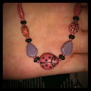 Vintage Ladybug Beaded Necklace